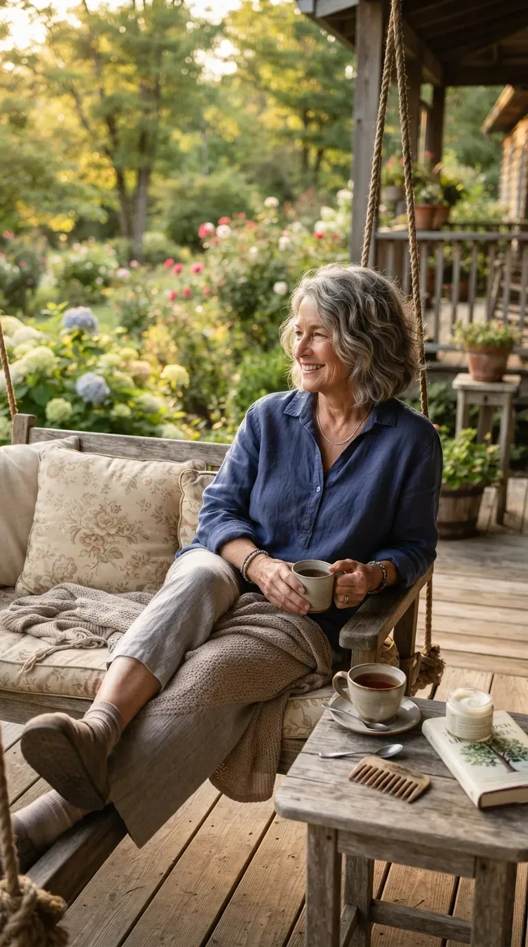 Bob haircut styled with natural air-dry waves on woman over 60