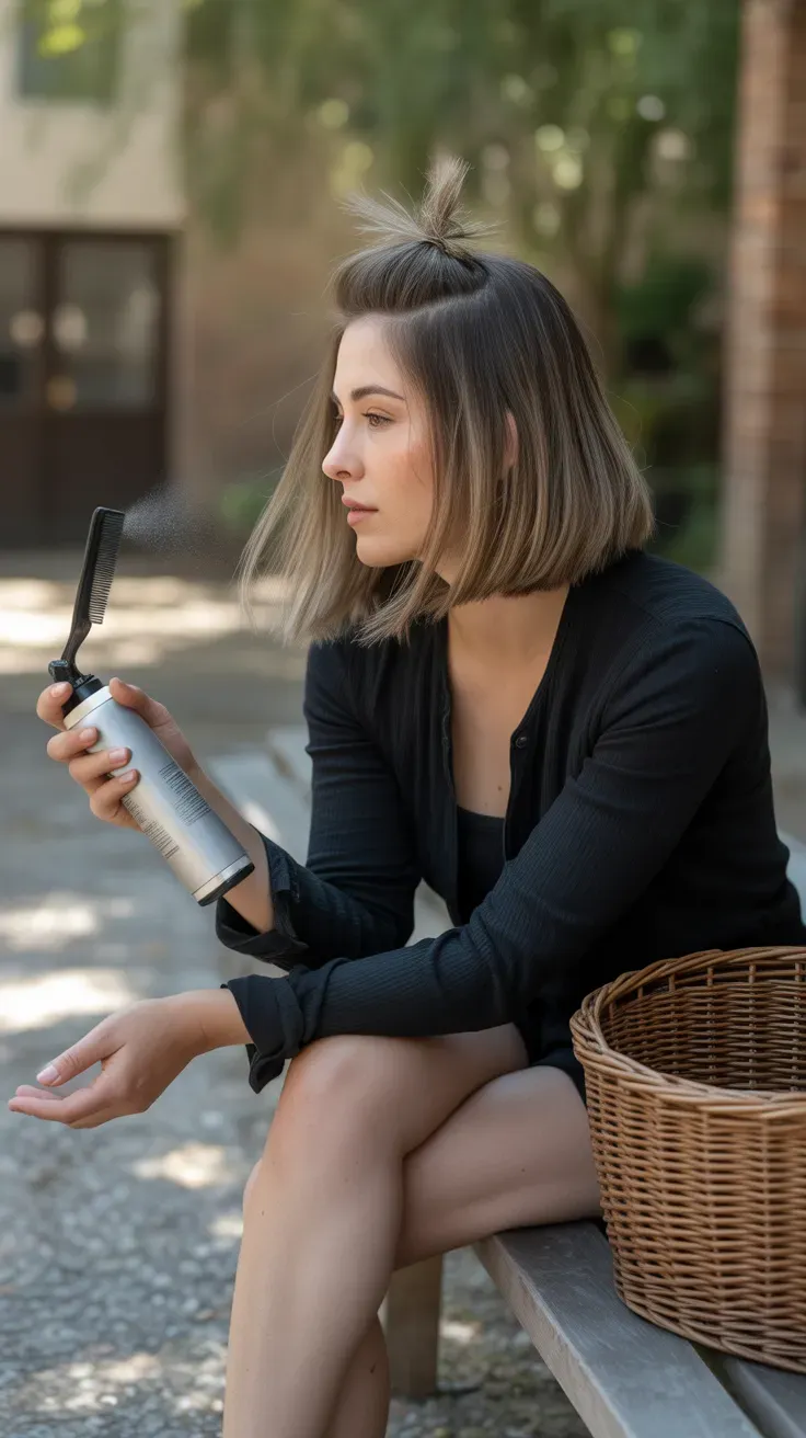 Chin-length bob haircut with soft undercut sides on woman with fine hair