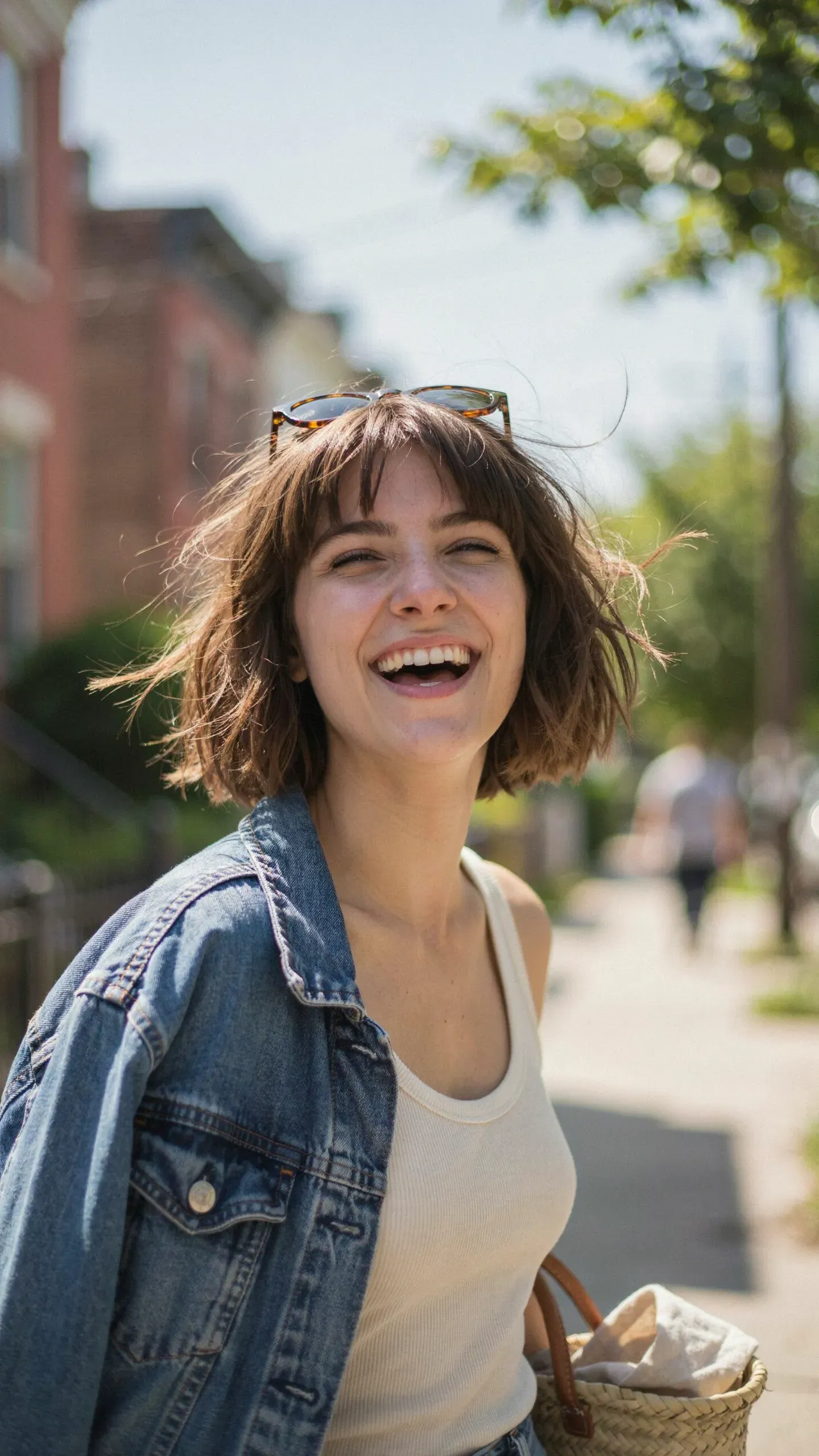 Woman with razor-cut choppy bob showing soft feathered ends and texture