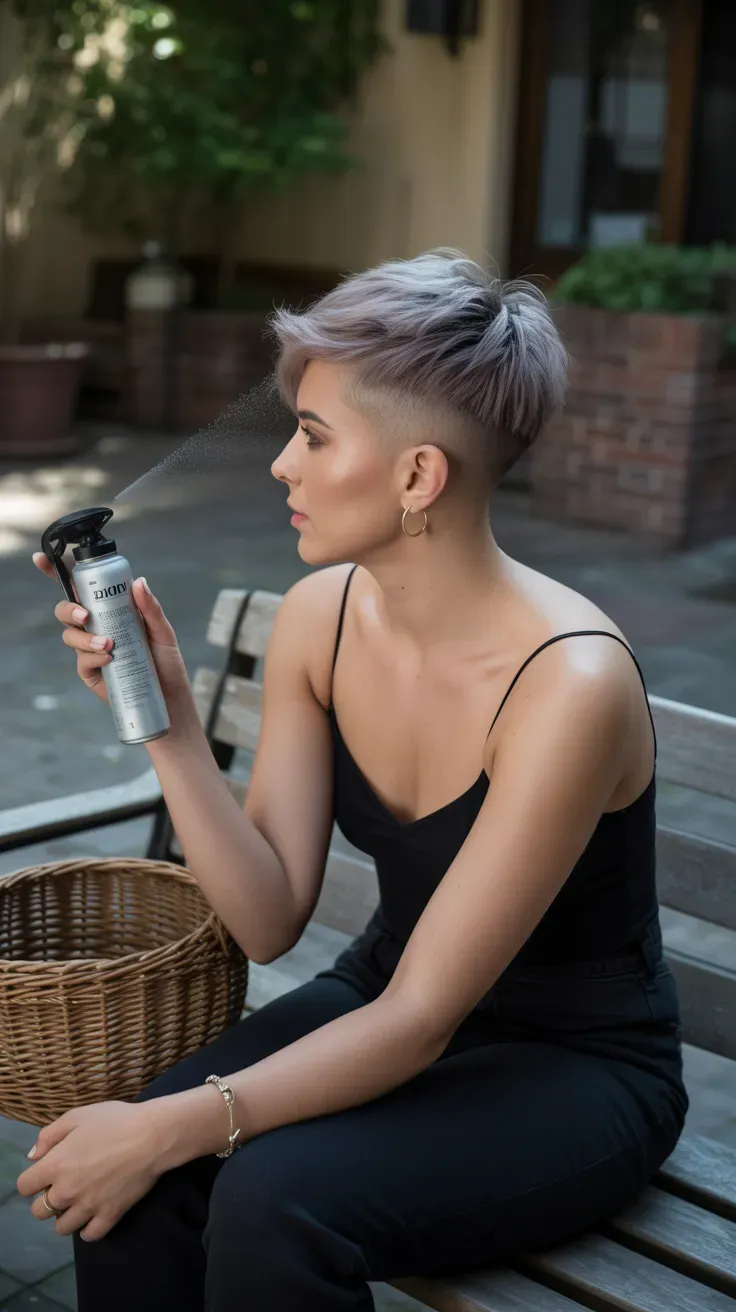 Pixie haircut with gradually faded sides