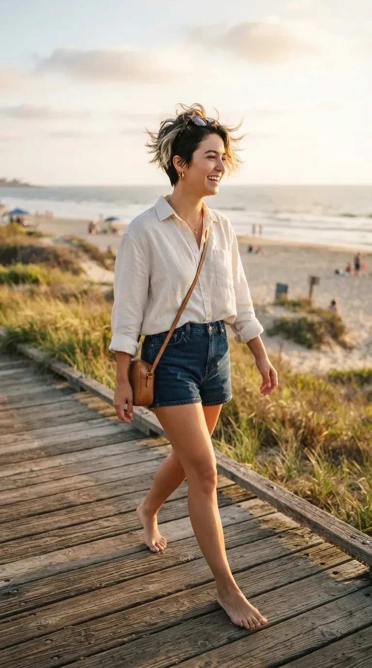 Pixie haircut styled with intentionally visible grown-out roots