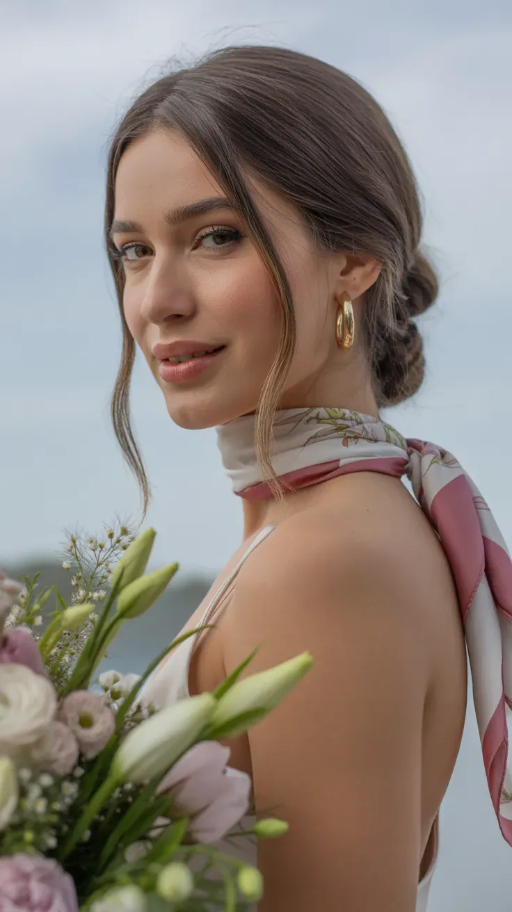 Woman with long face-framing layers styled into a smooth voluminous blowout