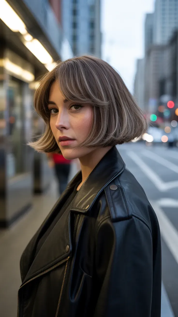 Woman with a French bob styled with defined piecey layers using texturizing paste