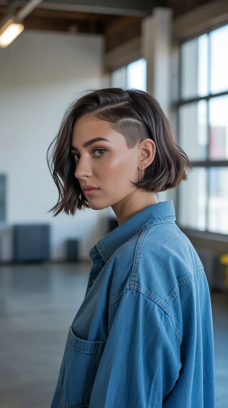 Woman with a French bob featuring a subtle undercut at the nape