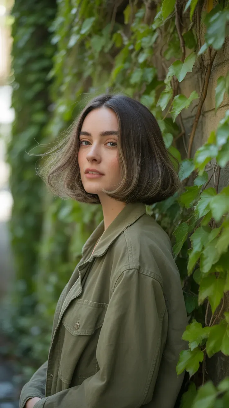 Woman with a French bob featuring soft wispy razor-cut ends