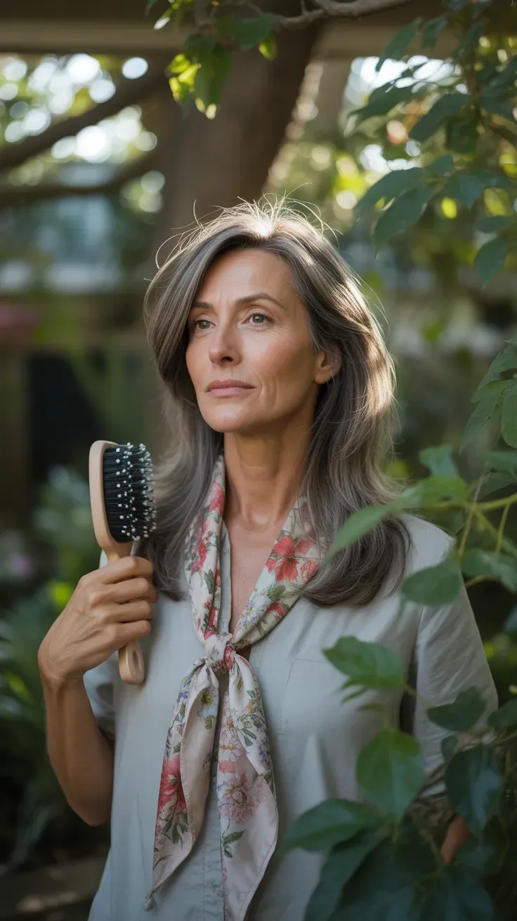 Long layered haircut with soft face-framing pieces for thin fine hair