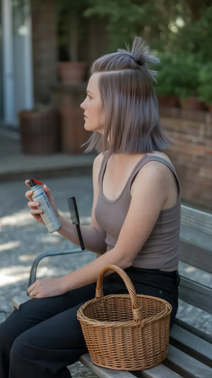 Long bob haircut with soft undercut sides on woman with thin fine hair