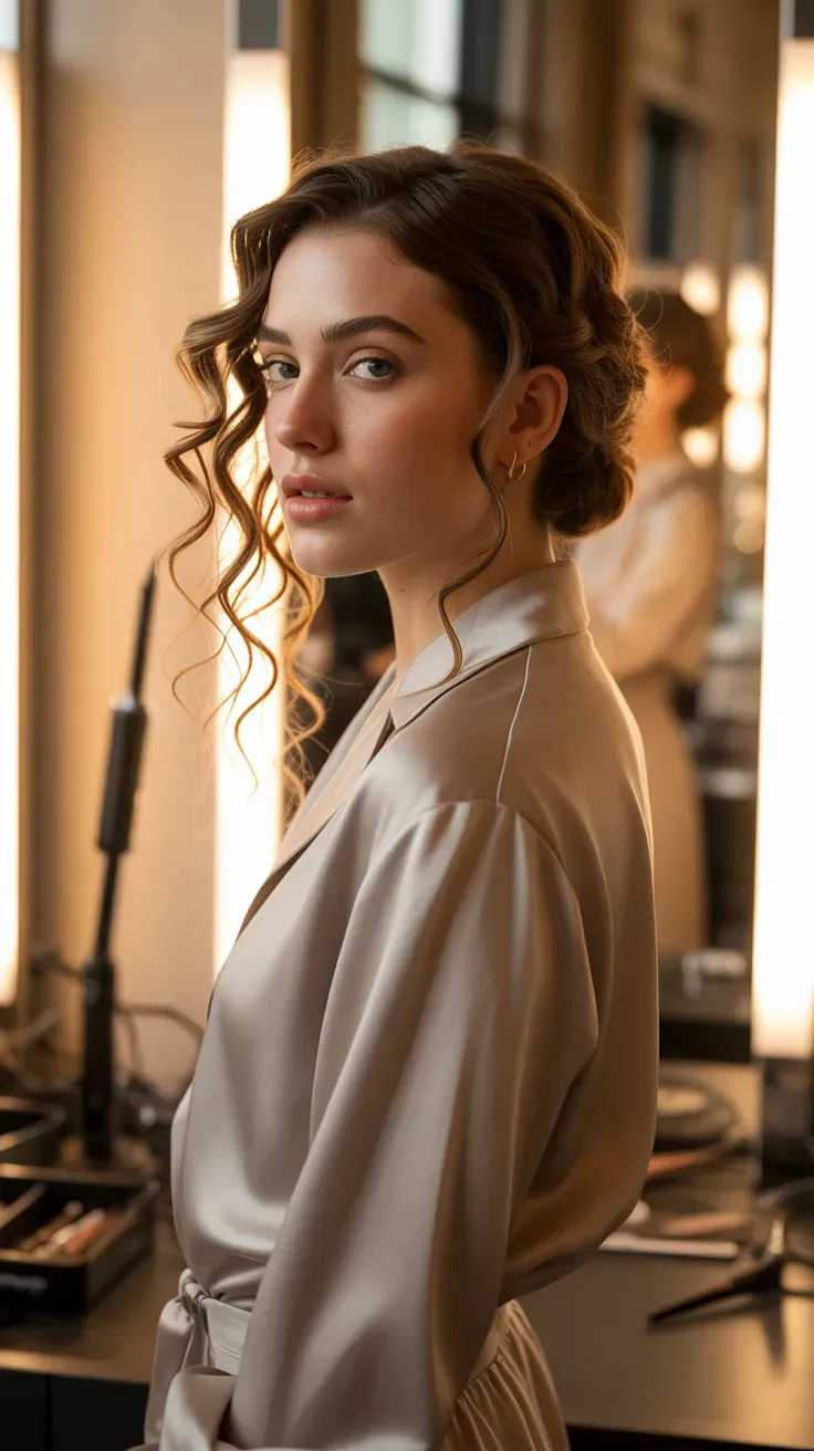 Woman with loose defined ringlets styled with a curling wand