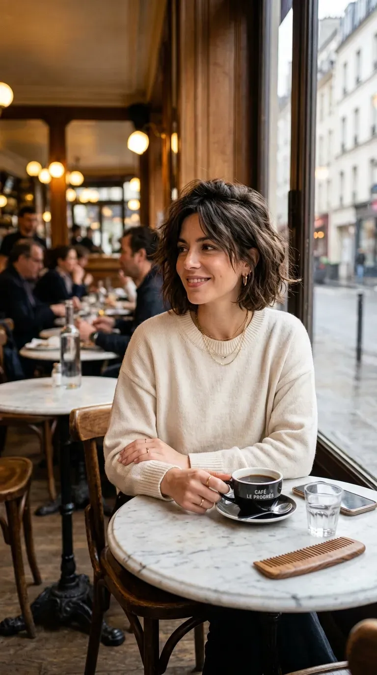 French girl bob haircut on woman with thin fine hair