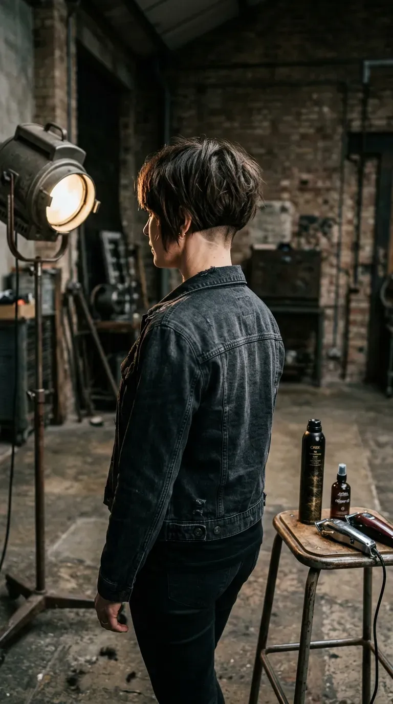 Bob haircut with subtle undercut detail on woman with thin fine hair