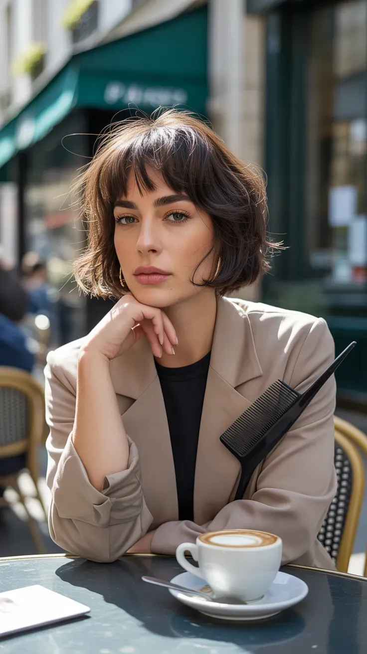 French girl crop haircut on woman with fine flat hair
