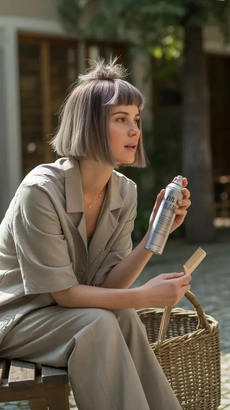 Bob haircut with soft undercut sides on woman with fine flat hair