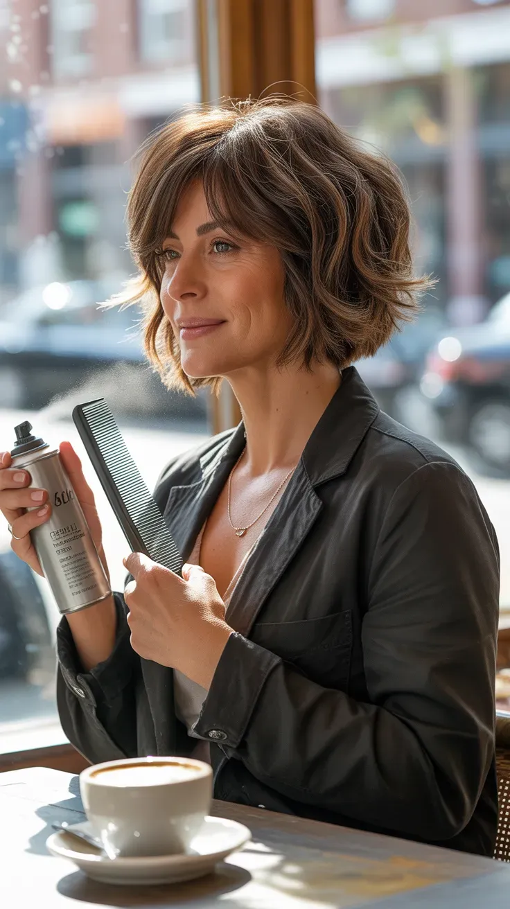 Textured layered bob haircut with piecey ends