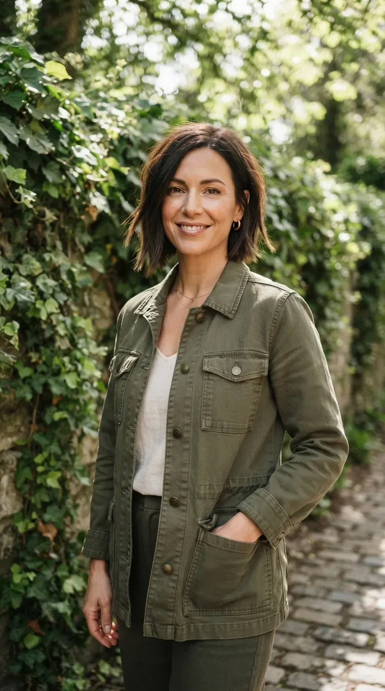 Woman with an angled bob featuring soft razor-cut ends for added texture