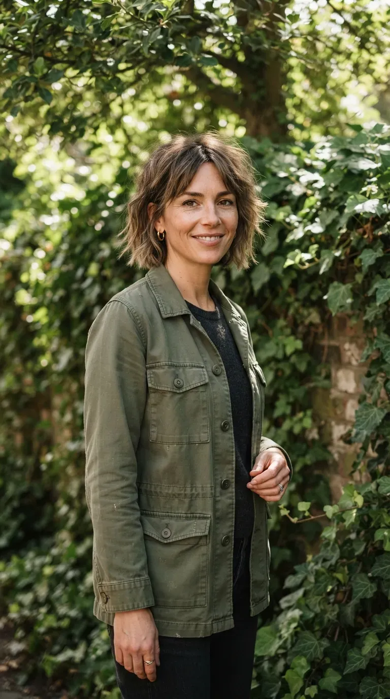 Woman with a choppy bob featuring soft razor-cut ends for added texture