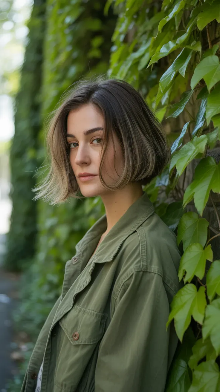 Woman with a choppy bob featuring soft razor-cut ends for added texture