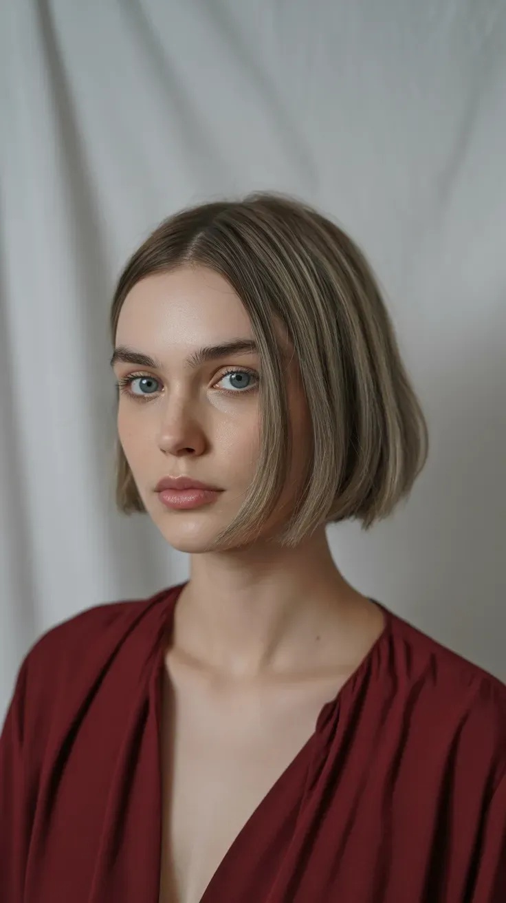 Woman with a choppy bob styled with a soft side part