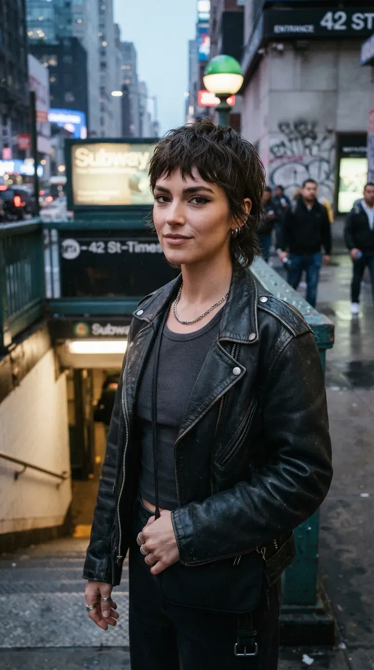 Woman with a choppy crop styled with defined piecey ends using texturizing paste