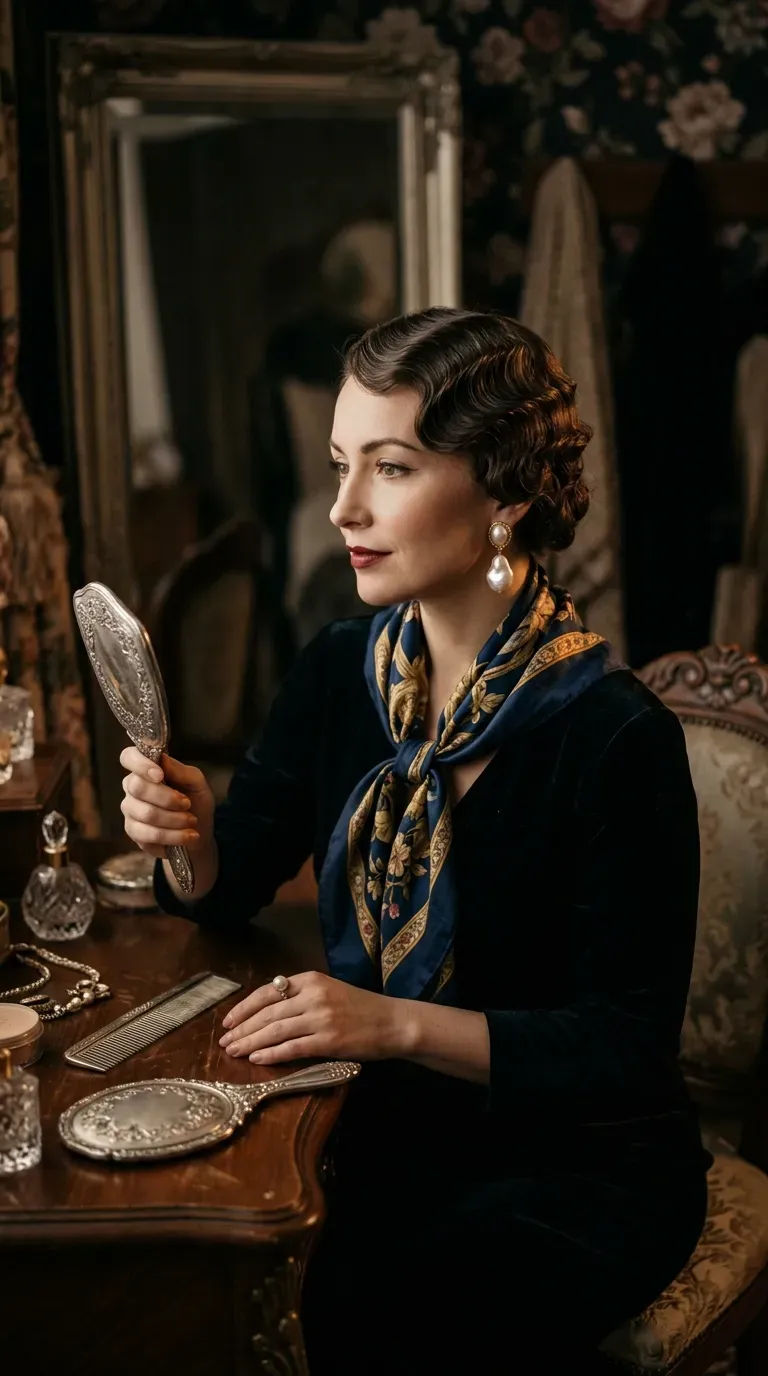 Elegant woman with soft vintage-inspired finger waves close to the scalp