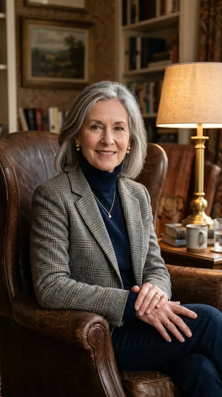 Woman with gray hair featuring lowlights blended evenly throughout the entire head