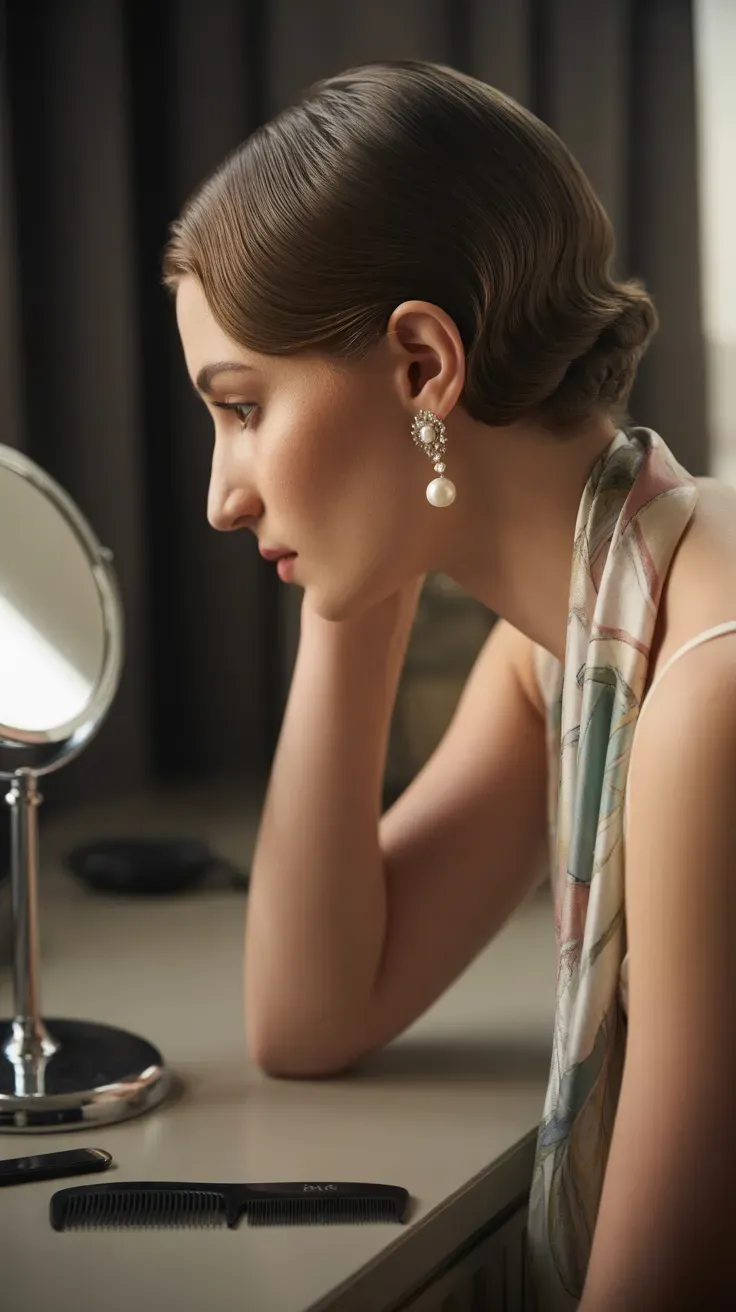 Elegant woman with soft vintage-inspired finger waves close to the scalp