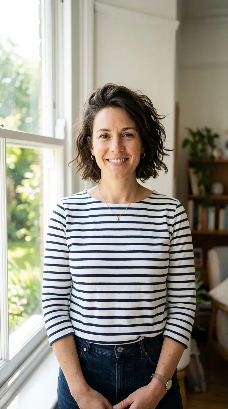 Woman with a messy bob showing visible lift and volume at the roots