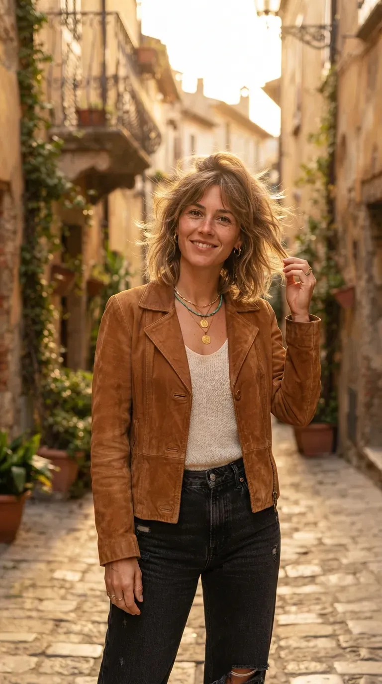 Woman with a messy bob featuring a noticeably shorter, choppy nape section