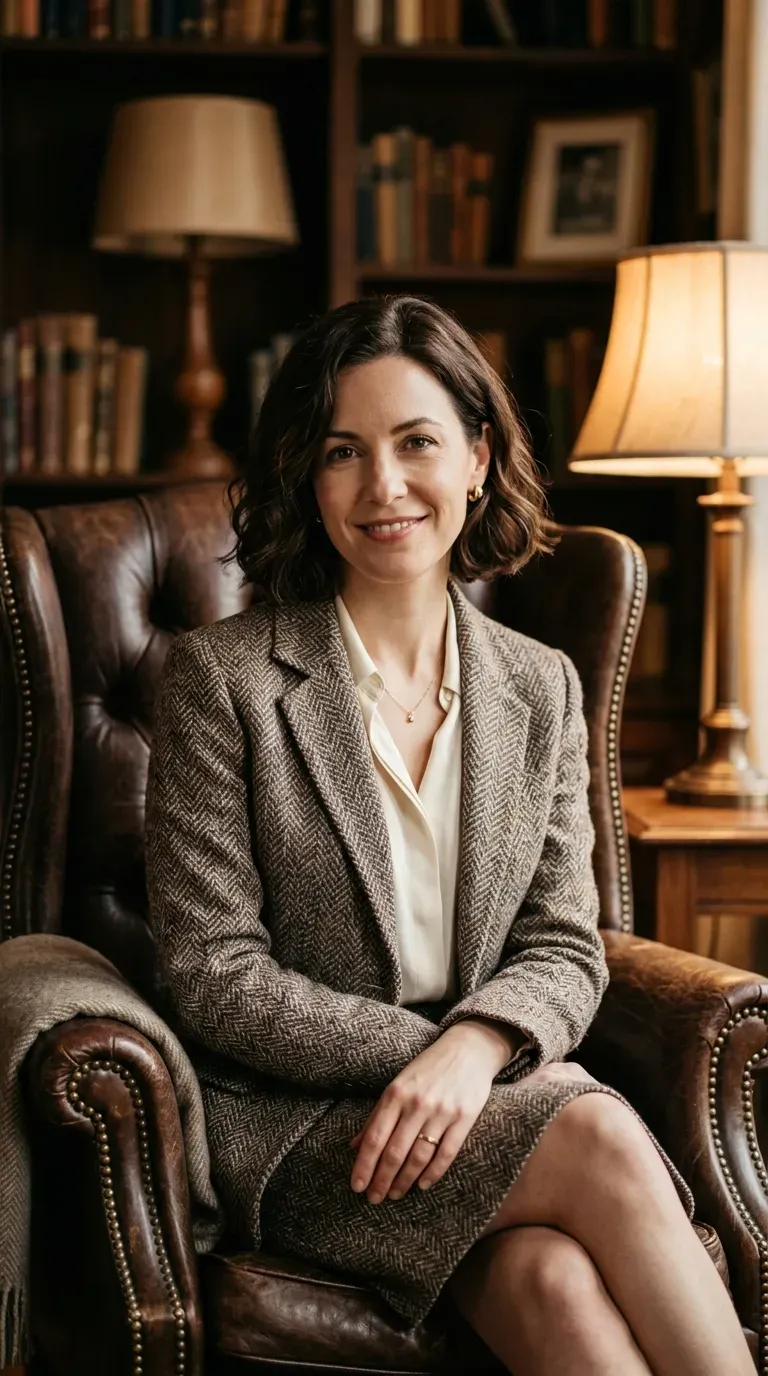 Woman with a classic bob haircut styled with subtle soft waves throughout