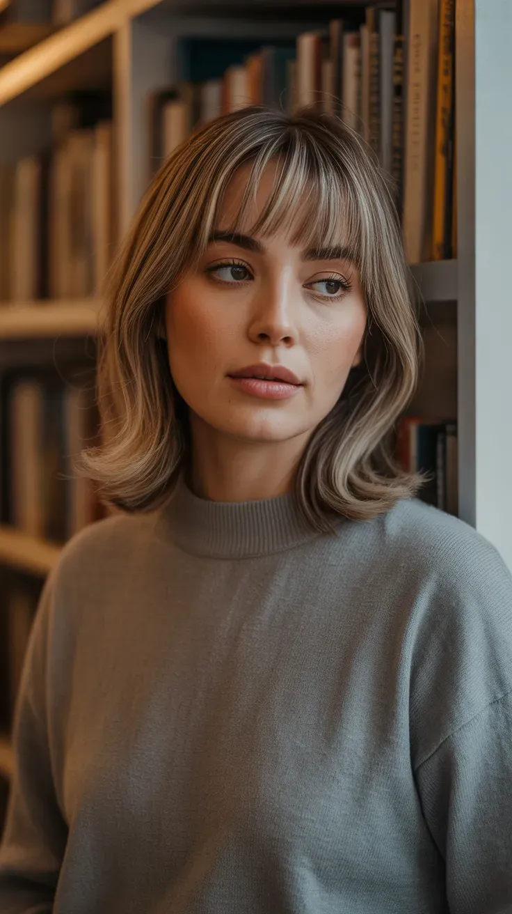 Woman with medium-length hair styled with soft natural waves