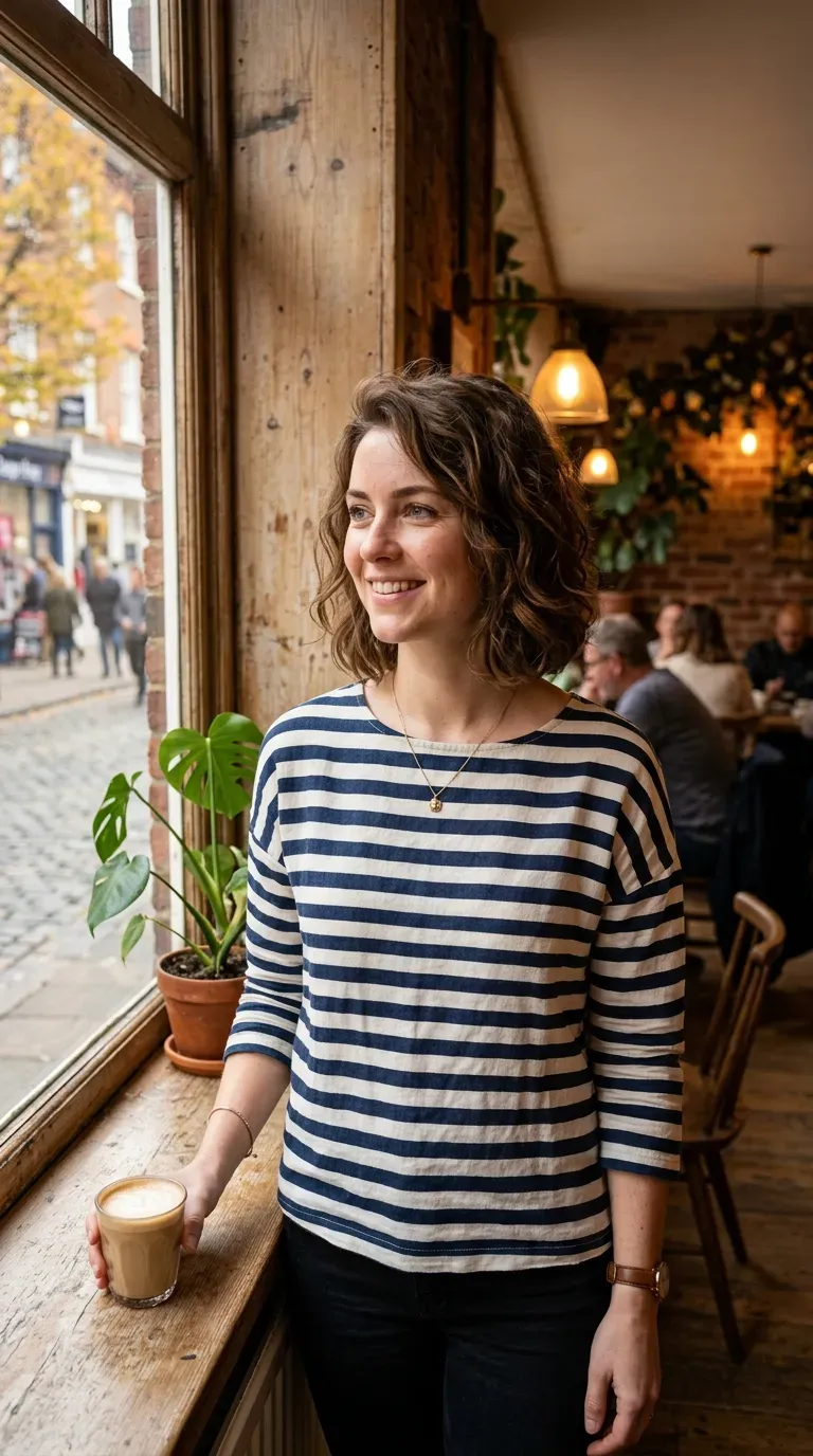 Woman with a messy bob styled with soft natural waves